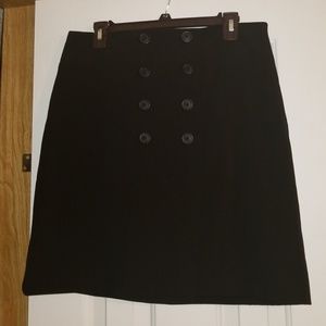 High waisted black button skirt